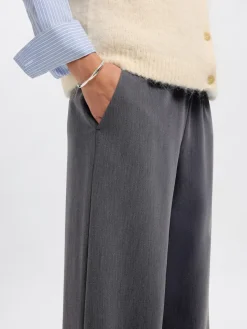 Selected Femme naisten housut SLFPATRICIA MW WIDE PANT B, Medium Grey Melange