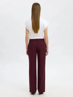 Selected Femme naisten housut, SLFRITA MW WIDE PANT MEL NOOS Fig Melange