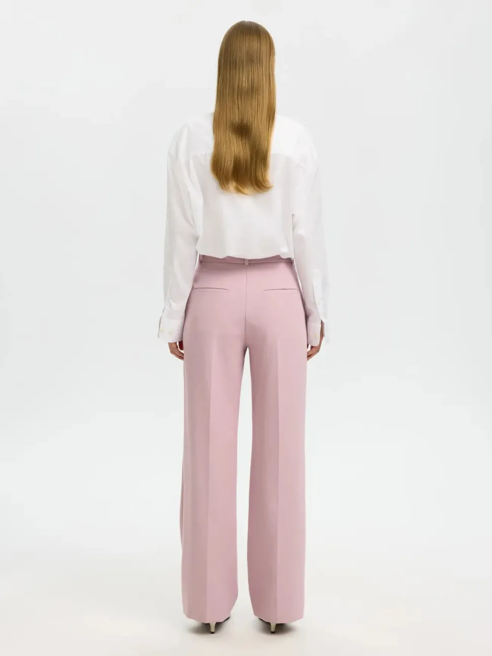 Selected Femme naisten housut AD-SLFRITA MW Wide Pant Mel, vaaleanpunainen