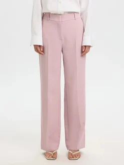 Selected Femme naisten housut AD-SLFRITA MW Wide Pant Mel, vaaleanpunainen