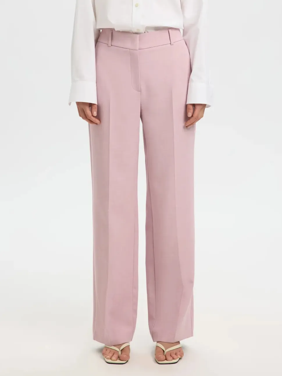 Selected Femme naisten housut AD-SLFRITA MW Wide Pant Mel, vaaleanpunainen