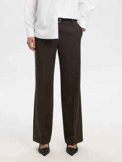 Selected Femme naisten housut SLFRITA MW WIDE PANT MEL NOOS, Delicioso melange
