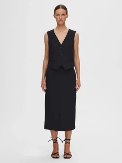 Selected Femme Naisten Liivi, SLFRITA VEST BLACK Musta