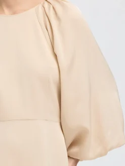 Selected Femme naisten mekko, SLFLAURINA 3/4 SHORT OPEN BACK DRESS Luonnonvalkoinen