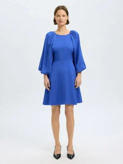 Selected Femme naisten mekko, SLFLAURINA 3/4 SHORT OPEN BACK DRESS Sininen