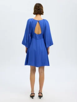 Selected Femme naisten mekko, SLFLAURINA 3/4 SHORT OPEN BACK DRESS Sininen