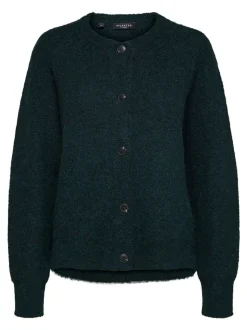 Selected Femme, Naisten Neuletakki, Lulu LS Knit Short Cardigan Armeijanvihreä