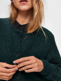 Selected Femme, Naisten Neuletakki, Lulu LS Knit Short Cardigan Armeijanvihreä