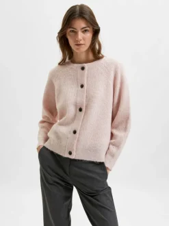 Selected Femme, Naisten Neuletakki, Lulu LS Knit Short Cardigan Vaaleanpunainen