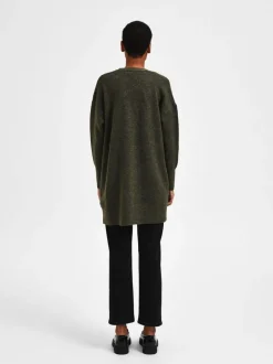 Selected Femme Naisten Neuletakki Lulu New Knit Long Cardigan Armeijanvihreä