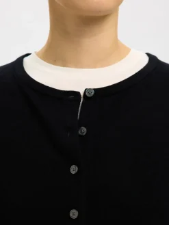 Selected Femme Naisten Neuletakki, SLFThea LS Knit Merino Cardigan Noos Black