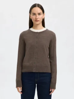 Selected Femme Naisten Neuletakki, SLFThea LS Knit Merino Cardigan Noos Delicioso