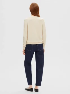 Selected Femme naisten neuletakki, SLFELINNA LS KNIT CARDIGAN Luonnonvalkoinen