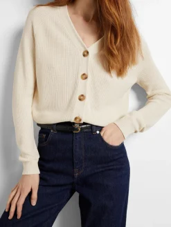 Selected Femme naisten neuletakki, SLFELINNA LS KNIT CARDIGAN Luonnonvalkoinen