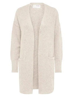 Selected Femme Naisten Neuletakki Lulu New Knit Long Cardigan Birch Melange