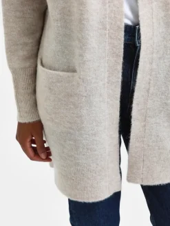 Selected Femme Naisten Neuletakki Lulu New Knit Long Cardigan Birch Melange