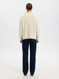Selected Femme naisten neulepusero SLFSELMA SUS LS KNIT PULLOVER NOOS, Birch