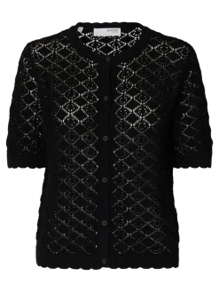 Selected Femme naisten neule, SLFSOFIA 2/4 KNIT CARDIGAN Musta