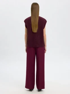 Selected Femme Naisten Neuleliivi, SLFLulu SL Knit Vest Viininpunainen