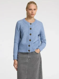Selected Femme naisten neuletakki, SLFSIA RAS LS KNIT CARDIGAN Vaaleansininen