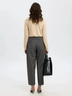 Selected Femme Naisten Neulepaita, Slfthea LS Knit Merino O-Neck Noos Oatmeal