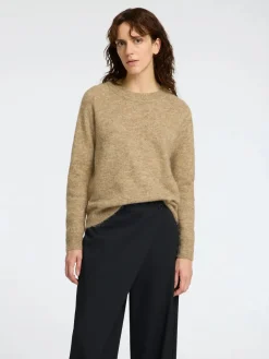 Selected Femme Naisten Neulepaita, Lulu LS Knit O-Neck, sepia tinti