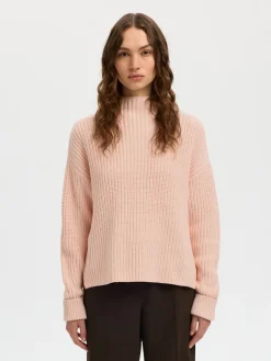 Selected Femme naisten neulepusero SLFSELMA SUS LS KNIT PULLOVER NOOS, Pale Dogwood