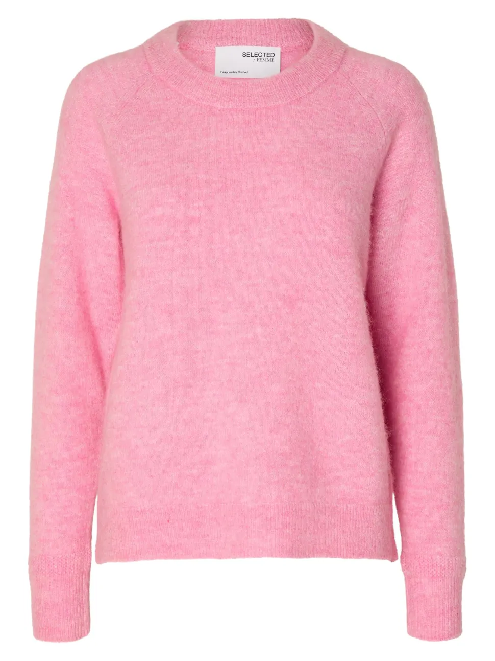 Selected Femme Naisten Neulepaita, Lulu LS Knit O-Neck Vaaleanpunainen