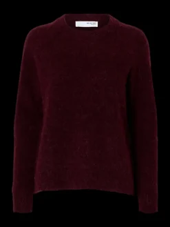 Selected Femme Naisten Neulepaita, Lulu LS Knit O-Neck Fig Melange