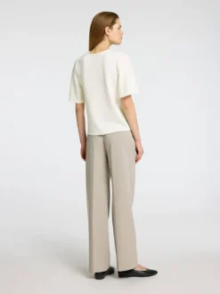 Selected Femme naisten paita, SLFTENNY SS V-NECK TOP Luonnonvalkoinen