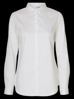 Selected Femme naisten paitapusero, SLFROMIE LS FITTED SHIRT Bright White