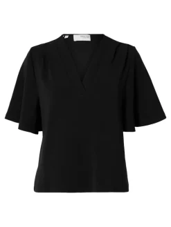 Selected Femme naisten paita, SLFTENNY SS V-NECK TOP Musta