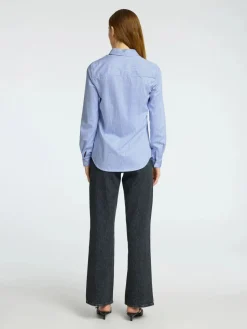 Selected Femme naisten paitapusero SLFROMIE LS STRIPED FITTED SHIRT, Bright White