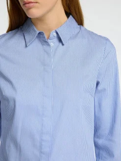 Selected Femme naisten paitapusero SLFROMIE LS STRIPED FITTED SHIRT, Bright White