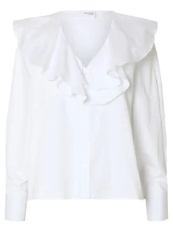Selected Femme naisten paitapusero, SLFISOBEL LS RUFFLED SHIRT Valkoinen