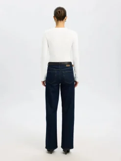 Selected Femme naisten paita SLFMANJA LS O-NECK NOOS, Snow White