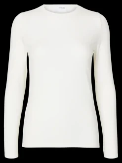 Selected Femme naisten paita SLFMANJA LS O-NECK NOOS, Snow White