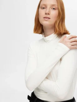 Selected Femme Naisten Paita, SLFMANJA LS HIGH NECK NOOS Snow White