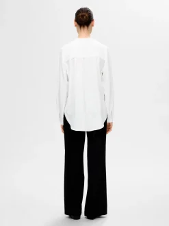 Selected Femme Naisten Pusero, SLFMIVIA LS TOP B Valkoinen