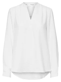 Selected Femme Naisten Pusero, SLFMIVIA LS TOP B Valkoinen