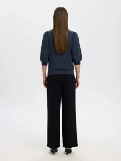 Selected Femme Naisten Pusero, SLFTENNY 3/4 SWEAT TOP NOOS Dark Sapphire