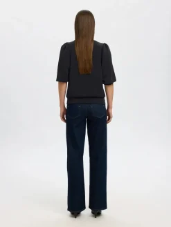 Selected Femme Naisten Pusero, SLFTENNY 3/4 SWEAT TOP NOOS Black