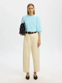 Selected Femme Naisten Pusero SLFTENNY 3/4 SWEAT TOP NOOS, Blue Glow