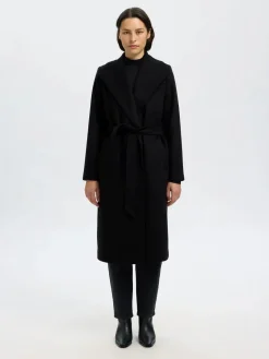 Selected Femme naisten takki SLFROSA LANO COAT, musta