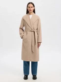 Selected Femme naisten takki, SLFROSA LANO COAT Sandshell Melange