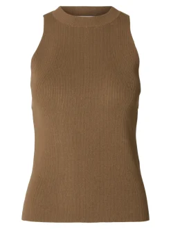 Selected Femme Naisten Toppi, SLFOLINA SL KNIT TOP Kameli