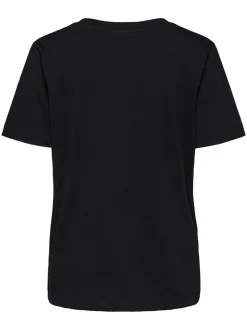 Selected Femme Naisten T-paita, SLFSTANDARD SS V-NECK TEE Musta