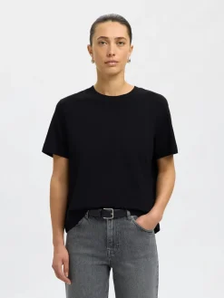 Selected Femme Naisten T-Paita, SLFESSENTIAL SS BOXY TEE NOOS Black