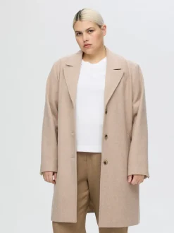 Selected Femme naisten villakangastakki, SLFNEW ALMA WOOL COAT Vaalea Beige