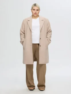 Selected Femme naisten villakangastakki, SLFNEW ALMA WOOL COAT Vaalea Beige